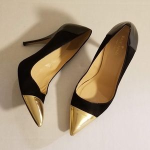 kate spade Liberty Captoe Suede Black/Gold Pump